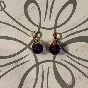 Amethyst and gold earring charms/pendants
